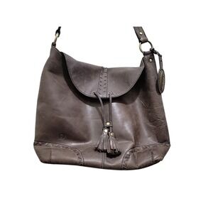 Born Leather Tote Hobo Brown Leather Distressed  Tassels Brand Tag. Magnetic